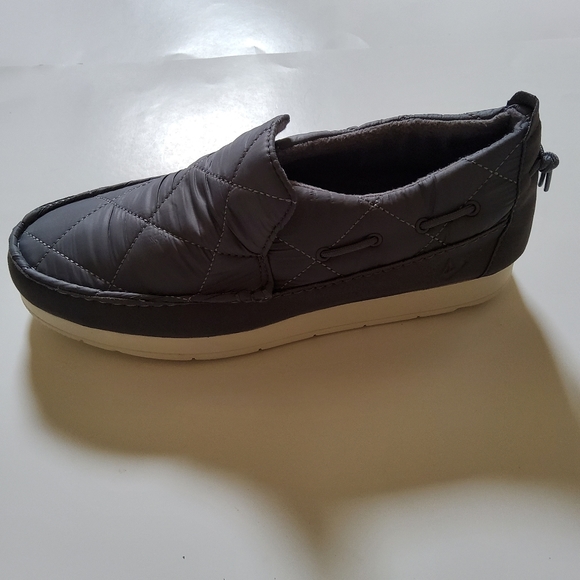 Sperry Moc Sider Quilt Nylon Slip On Shoe Grey Microfleece Cozy
